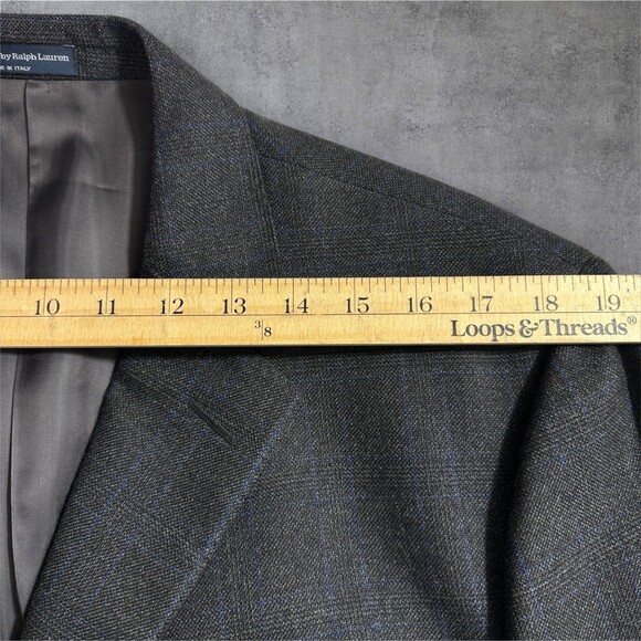 POLO RALPH LAUREN Mens 2 Piece Suit Blazer 46L Pant 38Wx32L Gray Wool Made Italy - Picture 6 of 16